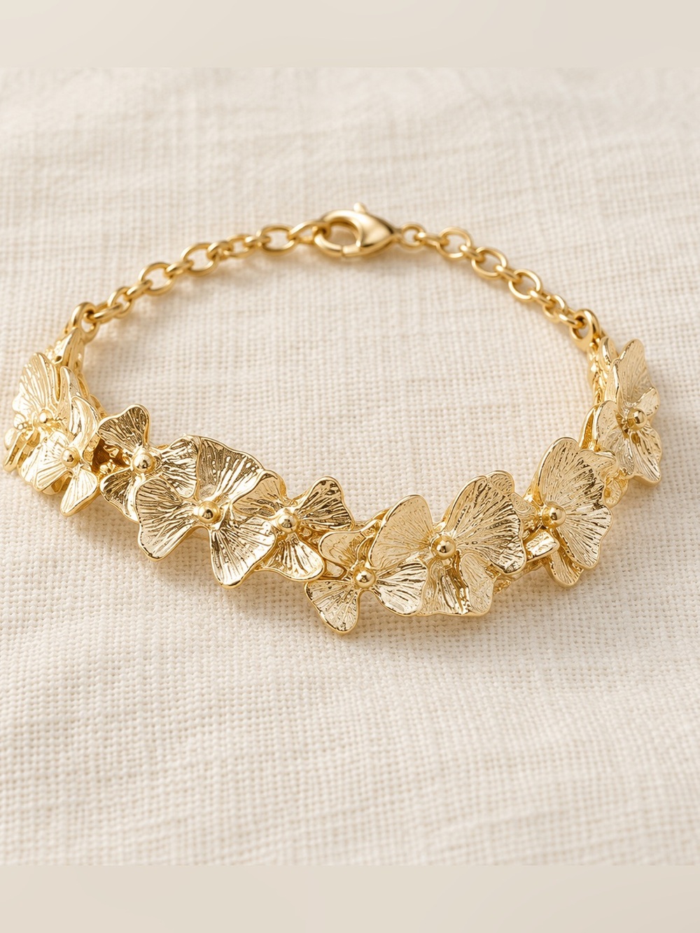 Bubu Shop Gold plated Floral Cluster Bracelet — Women’s Elegant Bracelet New